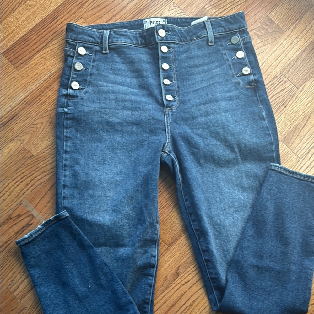 Paige Women's Blue High-Waisted Jeans
